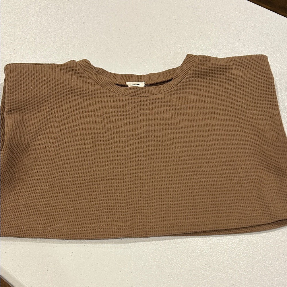 AUREUM Tan Waffle Knit Crop Top